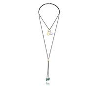 Viceroy Collana Fashion Donna 14344C01010 - Acciaio IP nero e oro con pietra naturale agata verde | Collana lunga 125 cm elegante e sofisticata