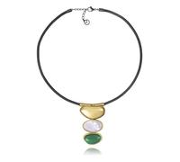 Viceroy Collana Fashion Donna 14348C01019 - Acciaio IP dorato con pietra naturale agata verde e madreperla | Collana corta 38+3 cm elegante e colorata