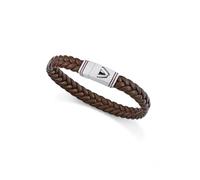 Viceroy Fashion 14330P01011 - Bracciale da uomo in pelle intrecciata marrone e acciaio inossidabile, chiusura magnetica