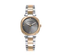 Viceroy Kiss 41152-17 - Orologio da donna analogico a tre aghi, acciaio inossidabile bicolore argento e rosa, quadrante marrone con zirconi, chiusura a doppio pulsante