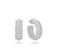 Viceroy - Orecchini da donna 14318E01000 - Anelli aperti in acciaio placcato argento 999 con design a sfere, 2,2 cm, collezione Laura Scanes