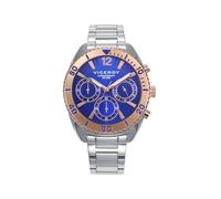 Viceroy Orologio Donna 401292-35 - Cronografo con cassa bicolore acciaio e IP rosa, quadrante blu, movimento al quarzo, bracciale in acciaio, 38 mm, 5 ATM, argento