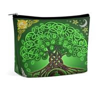 Vichinghi mitologia norrena celtica albero della vita borsa cosmetica portatile multifunzione custodia in PU borsa per il trucco, organizer per cancelleria con cerniera per ufficio riunione, stile