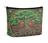 Vichinghi mitologia norrena celtica albero della vita borsa cosmetica portatile multifunzione custodia in PU borsa per il trucco, organizer per cancelleria con cerniera per ufficio riunione, stile