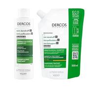 VICHY Dercos Shampoo Antiforfora Capelli Secchi 200 ml + Eco-Refill 500 ml | Trattamento Dermatologico Anti-Forfora con Tecnologia Microbioma