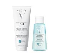 VICHY | Set Pureté Thermale | Detergente 3 in 1 300 ml + Struccante Waterproof 100 ml | Pulisce, strucca e rinforza le ciglia | Adatto a pelle e occhi sensibili | Ipoallergenico