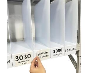 Vici 50 divisori per mensole da 30 cm x 30 cm, 1,6 mm, per magazzini, etichette per scaffali, separatori di carta per stanze artigianali, magazzini, divisori in plastica per scaffali, organizer per