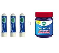 Vicks VapoRub Xtra Strong 50 ml e 3 pezzi di Vicks Inhaler portachiavi 0,5 ml...