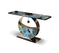 Vickyliou Entrance table, Consolle moderna in finto marmo blu da 47" con base in acciaio for ingresso,Console table with storage