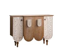 Vickyliou Entrance table, Credenza in legno massello, mobiletto portaoggetti vintage intagliato a mano for soggiorno,Console table with storage