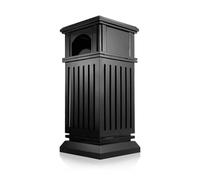 Vickyliou Trash can with lid, Cestino for rifiuti commerciali in acciaio zincato for interni/esterni - Nero,Outdoor trash can