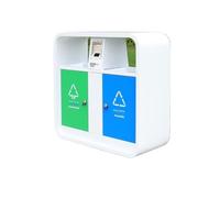 Vickyliou Trash can with lid, Pattumiere for esterni in acciaio inossidabile, bidoni doppi di grande capacità for il parco,Outdoor trash can(White)