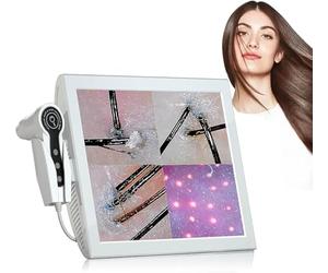 Vickyyy Analizzatore di pelle e capelli, rilevatore di cuoio capelluto con schermo a 4 zone, tester dell'olio e umidità follicolo pilifero, lente 50×/200×