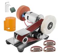 Vickyyy Mini Levigatrice a nastro, Smerigliatrice a nastro elettrica a 15 gradi, Affilatrice per lucidatura a coltello elettrico a 7 velocità regolabili, spina Ue