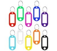 Vicloon 10 Pezzi Targhette Portachiavi, 10 Colori Etichette per Chiavi Portachiavi in Plastica, con Finestra per Etichetta ad Anello Diviso, per Contrassegnare Chiavi, Valigie, Animale Domestico