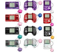 Vicloon 12 Pezzi Portachiavi con Gioco di Mattoni, Mini Portachiavi con Gioco Arcade Tetris Portatile, 26 Giochi Classici Integrati, Perfetti Come Regalini per Feste di Compleanno (con Campanellino)