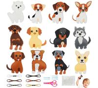 Vicloon 12PCS Confezione da Cucito in Feltro per Bambini, Kit Fai Da Te in Feltro, Bambini Regali Creativi e Materiali Artigianato, Kit da Cucire Set per Bambini Educativi e Principianti (Cane)