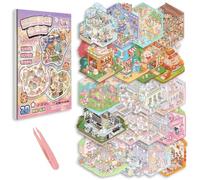 Vicloon 20 Set Adesivi 3D per Casa in Miniatura,Adesivi per la Casa Fai Da Te,scene di cabine simulate in miniatura con Una Pinzetta,Attività Rilassante Antistress per Bambini e Adulti