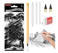 Vicloon 2PCS Penna Senza Inchiostro, Matita Eterna Matita per Scrivere Infinita con 2 Pennino di Ricambio in Metallo, 1 Gomma, 3 Pezzi Sfumino per Disegno, 6 Grafite Compressa Matite da Disegno