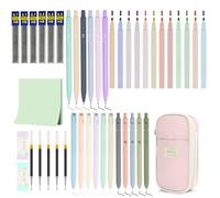 Vicloon 44 Pezzi Set di Cancelleria per Studenti con Astuccio,12 Evidenziatori, 6 Matita Meccanica, 5 Penne Gel e Altro Ancora,Set Cancelleria Aesthetic Regalo per Bambini 7-12 Anni