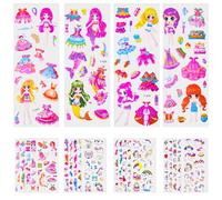 Vicloon Adesivi 3D per bambini, adesivi 3D gonfi per 3+ bambini, unicorni e sirene, 24 pezzi