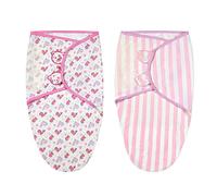 Vicloon Baby Swaddle Coperta, 2 Pezzi Coperta Avvolgente Neonato in 100% Cotone, Coperta Regolabile in Morbido Cotone, Unisex 4-6 Mesi, Taglia L (Motivo zebrato rosa e Modello di uccello rosa)