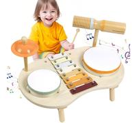 Vicloon Bambini Tamburo Bambino in Legno per Bambini 3-5 Anni, Giochi Montessori Bambini, Giochi Musicali per Bambini con Xilofono, Percussioni Montessori, Ideale Come Regalo di Natale e Compleanno