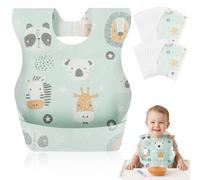 Vicloon Bavaglini Usa e Getta Bambini,30 Pcs Confezionati Singolarmente | Bavaglini Monouso e Bavaglini per lo Svezzamento dei Bambini,Svezzamento Tessuto Non Tessuto Tasca Raccogli Pappa per Casa
