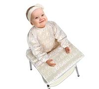 Vicloon Bavaglino a maniche lunghe 2 in 1 a maniche lunghe si attacca al tuo seggiolone, in TPU impermeabile rimovibile, per ragazzi, ragazze, bambini e conigli