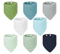 Vicloon Bavaglino Neonato, 8PCS Bavaglini Neonato 100% Cotone, Super Assorbenti e Morbidi, Bambino Drool Bavaglini con 2 Bottoni a Pressione, Bavaglini Bandana per Sbavare e Dentizione (Triangolare)