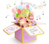 Vicloon Biglietti di Compleanno 3D, Biglietto Auguri Compleanno con Musica e Luci, Biglietto di Auguri di Compleanno per 40°, Spegnere le Candele LED, per Amico, Genitori, Raggazi, Famiglia, Festa