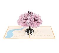 Vicloon Biglietto di Auguri Pop-up 3D, Anniversario Biglietto d'Auguri, 3D Pop-up Carta Matrimonio Carta Inviti, San Valentino Amanti Romantici Sotto il Ciliegio per Moglie Marito Fidanzata Sposa