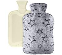 Vicloon Borsa dell'acqua Calda Grande, 2L Borsa Acqua Calda, Bottiglia di Acqua Calda in Gomma, Boule Acqua Calda con Morbida Fodera in Peluche, Hot Water Bottle per Mano Piede Caldo, Pentagramma