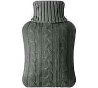 Vicloon Borsa dell'acqua Calda Grande, 2L Borsa Acqua Calda, Bottiglia di Acqua Calda in Gomma, Boule Acqua Calda con Morbida Fodera in Maglia, Hot Water Bottle per Mano Piede Caldo, Grigio Scuro