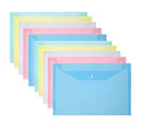 Vicloon Cartelle Portadocumenti in Plastica, A4 Portadocumenti Trasparente Busta con Bottone per Scuola e Ufficio, 5 colori (10pcs)