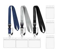 Vicloon Cordino Da Collo, 3pcs Cordino ID Carte Porta Badge Con 6pcs PVC Custodie Per Badge Impermeabili, Portachiav Rimovibile Set Per Chiavi, Portacarte