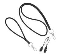 Vicloon Cordino Porta Badge, 2Pcs Neck Lanyard Strap, Cinturino da Polso Laccetto con Moschettone, Cordino da Collo Porta Badge per Carta Identità Personale Studenti Ufficio, Nero