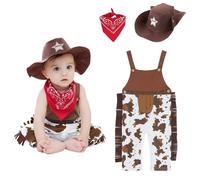 Vicloon Costume da cowboy per bambini, con cappello e foulard, ideale, abbigliamento western per bambini, costume di Halloween, costume per bambini, costume da carnevale, costume per bambini da 0 a 36