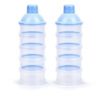 Vicloon Dosatore per Latte in Polvere, 2 Pezzi Dispenser di Latte in Polvere Portatile con 5 Scomparti, Impilabile Contenitore Spuntino e Dosalatte in Polvere per Viaggio, Cereali, Frutta, Blu