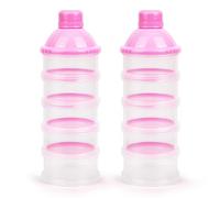 Vicloon Dosatore per Latte in Polvere, 2 Pezzi Dispenser di Latte in Polvere Portatile con 5 Scomparti, Impilabile Contenitore Spuntino e Dosalatte in Polvere per Viaggio, Cereali, Frutta, Rosa