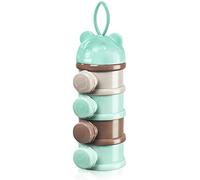 Vicloon Dosatore per Latte in Polvere, Dispenser di Latte in Polvere con 4 Scomparti, Impilabile Contenitore Spuntino e Dosalatte in in Polvere per Viaggio, Cereali, Frutta (Verde)