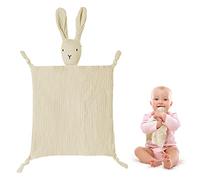 Vicloon Doudou Neonato, Coniglio Pupazzetto Fazzoletto Straccetto Morbido e Traspirante, Coperta Coccole di Sicurezza Conforto Bambini, 31×31cm, Cachi
