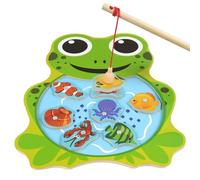 Vicloon Giocattolo a forma di pesce in legno, 10 pezzi, gioco magnetico per la pesca, giocattoli didattici con 2 canne da pesce, per riconoscere la vita marina, giocattoli Montessori per bambini