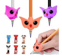 Vicloon Impugnature Matite Bambini, 3Pcs Scrittura Impugnatura in Silicone, Scrittura Strumento Correzione Matita Grip per Studenti, Impugnature per Matite con 6Pcs appucci per penne per Cartoni