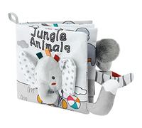 Vicloon Libro di Stoffa, 4 Pagine Interattivo, Tessuto Morbido, per Bambini, con Suono BB, Sensoriali Giochi Neonato Giocattoli Educativi, Elefante