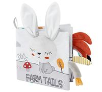 Vicloon Libro di Stoffa, 4 Pagine Libro Interattivo, Libri in Tessuto Morbido, Libro di Stoffa per Bambini con suono BB, Libri Sensoriali Giochi Neonato Giocattoli Educativi, Coniglio Grigio Chiaro