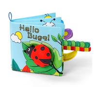 Vicloon Libro di Stoffa, 4 Pagine Libro Interattivo, Libri in Tessuto Morbido, Libro di Stoffa per Bambini con Suono BB, Sensoriali Giochi Neonato Giocattoli Educativi, Beetle