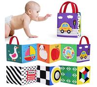 Vicloon Libro di Stoffa per Neonati, Libri di Stoffa per Neonato Pieghevoli, Libro Sensoriale ad Alto Contrasto, Libri Interattivo per Tummy Time, Giocattolo da Passeggino, Regali per Bambino