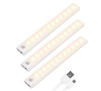 Vicloon Luce per Armadio, 3Pcs Lampada Guardaroba 12 LED con Sensore di Movimento, Batteria Ricaricabile Luce con Striscia Magnetica Adesiva, Luci Notturne per Armadio, Scale, Bagno, Camera, Corridoio