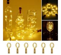 Vicloon Luci per Bottiglia, 6PCS LED Sughero Bottiglia 2M 20 LED Luci String Lampada a Fili di Rame, Luci LED a Batteria, Luci Stringa Decorative per Bottiglie DIY Festa Giardino Natalizie Matrimonio